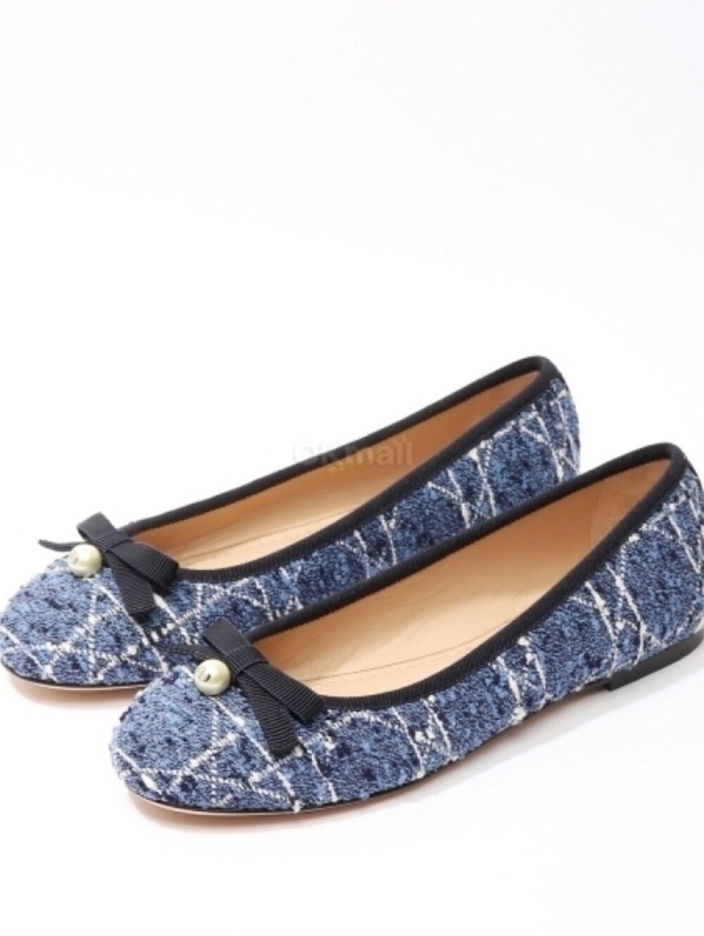 $1,100 Christian Dior Blue Tweed Cannage Ballet Flats EU 39 US 9 New